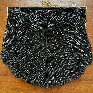 Vintage Carolyne Burton Black Beaded Purse